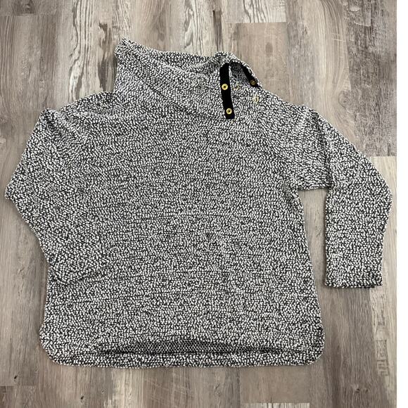 Calvin Klein Black and White Popcorn Textured Chunky Oversized Sweater L/XL - Picture 4 of 13